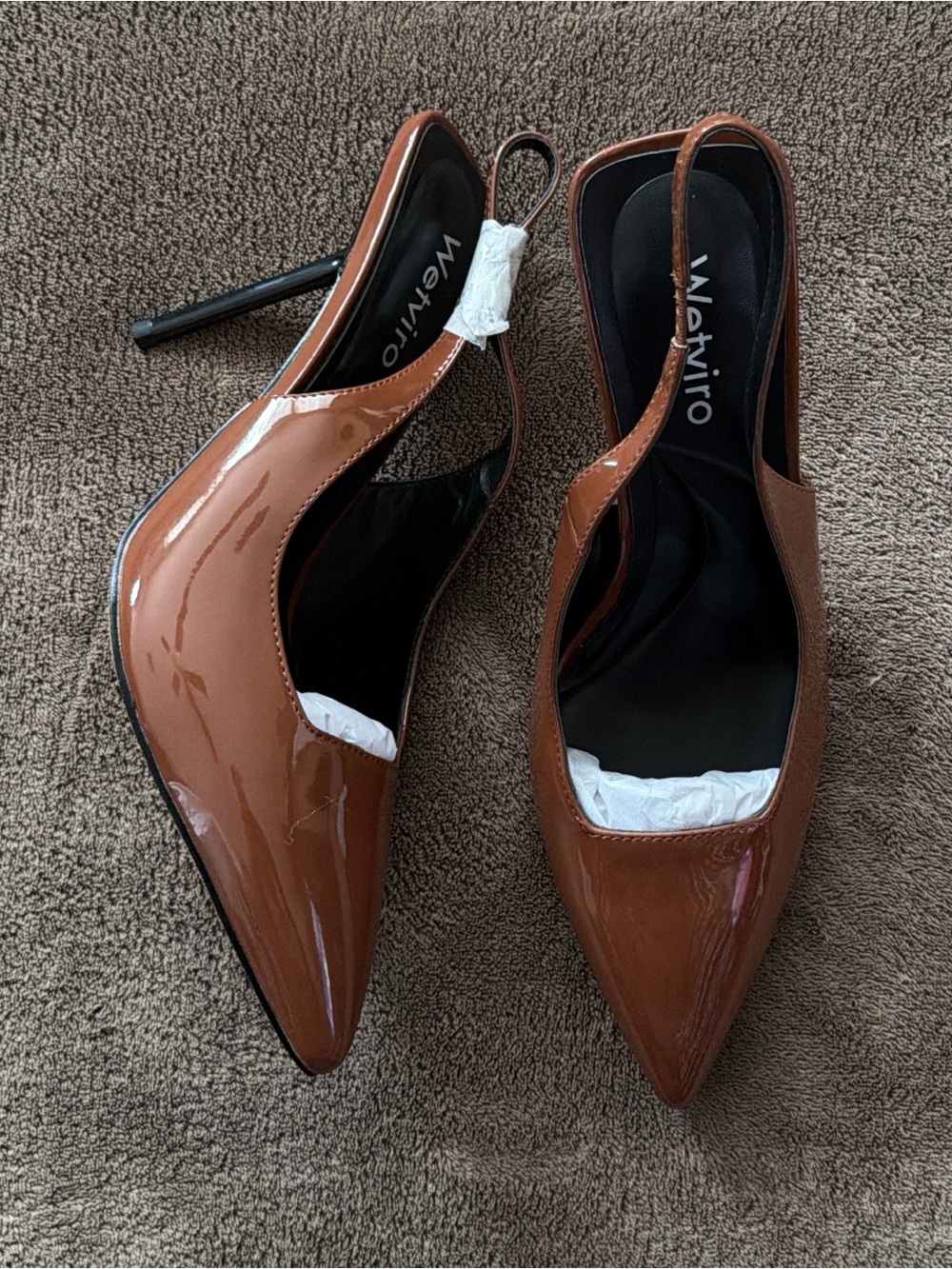 Wetviro Brown Pointed Toe High Heels